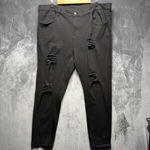 SHEIN Jeans Womens 2XL Gray High Rise Skinny Charcoal Denim Distressed Stretch